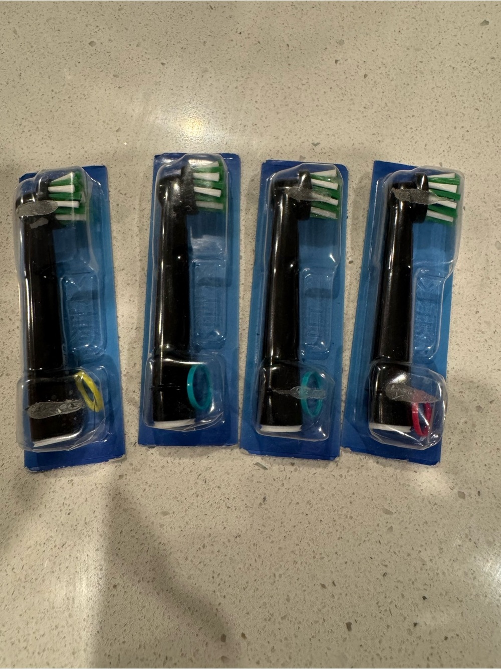 Pack of 4 Oral B Black Replacement Electric Toothbrush Heads with Color ID Rings